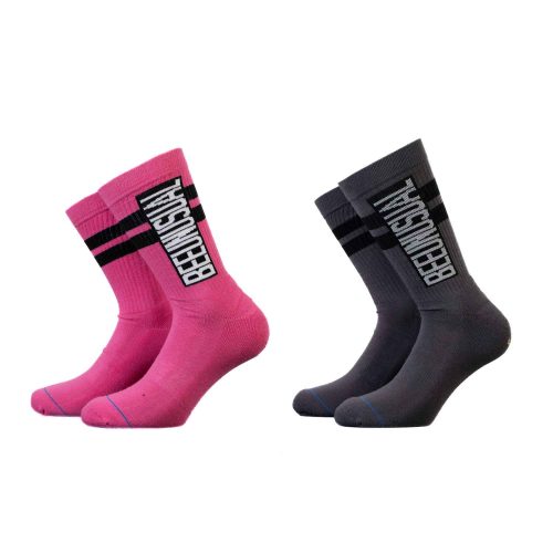 Bee Unusual “Original Solids” Crew 2pack Grey/ D. Pink